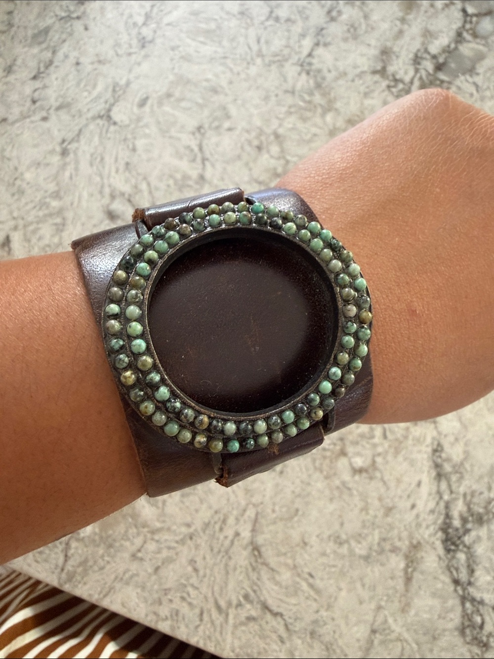 Rebel Designs Signature Open Circle Beaded Leather Snap Bracelet